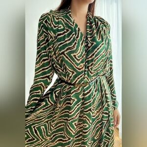 Elegant Green Patterned Dress Size S, M, L